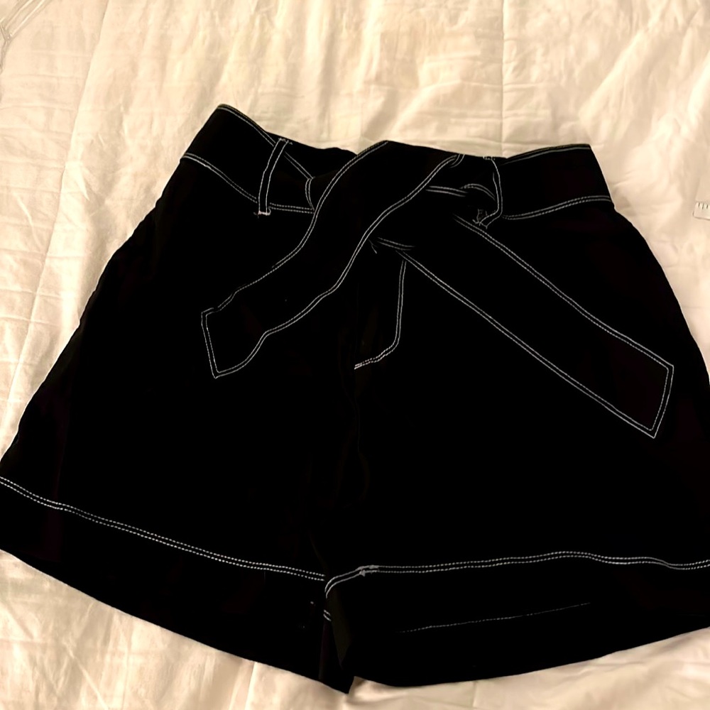 Size small black shorts with tie belt